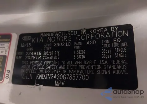 2016 Kia Soul from USA, damaged, VIN KNDJN2A20G7857700